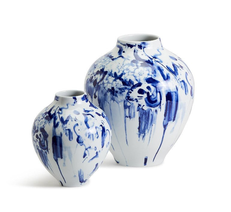 Tozai -10" Hand painted abstract vase in blue